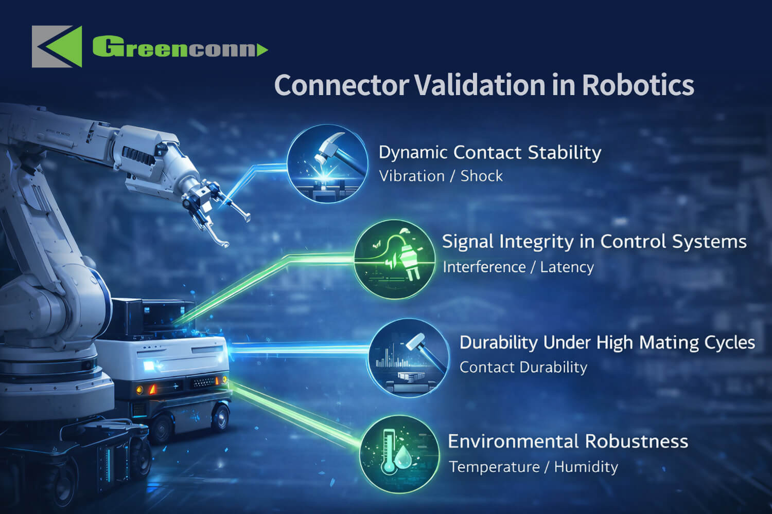 Application-specifc operating conditions define connector validation priorities in robotics